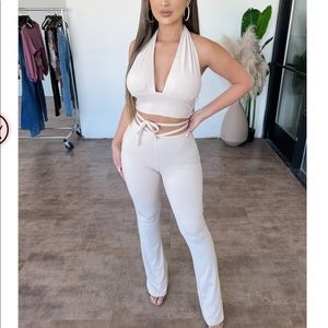 Cream pants set